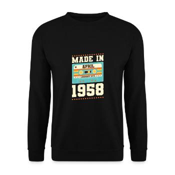 65e anniversaire Avril Né en 1958 Idée cadeau - Sweat-shirt Unisexe - noir - Devant - Alina (178cm) & Michal (187cm)