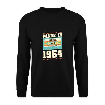 69. Geburtstag April Jahrgang 1954 Geschenkidee - Unisex Pullover - Schwarz - Vorne - Alina (178cm) & Michal (187cm)