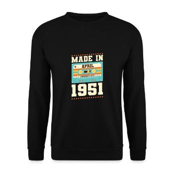 72e anniversaire Avril Né 1951 Idée cadeau - Sweat-shirt Unisexe - noir - Devant - Alina (178cm) & Michal (187cm)