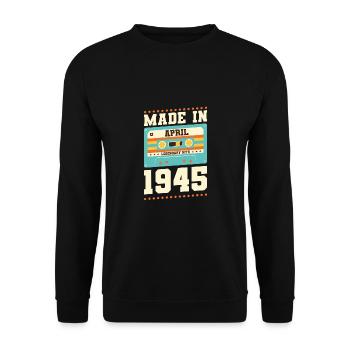 78th birthday April Born 1945 Gift idea - Unisex Sweatshirt - black - Front - Alina (178cm) & Michal (187cm)