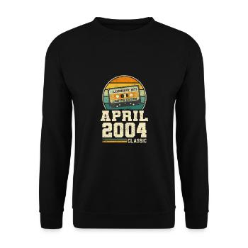 19th birthday April Born 2004 Gift idea - Unisex Sweatshirt - black - Front - Alina (178cm) & Michal (187cm)