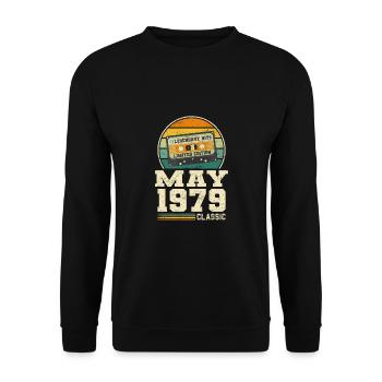 44th birthday May Born in 1979 Gift idea - Unisex Sweatshirt - black - Front - Alina (178cm) & Michal (187cm)