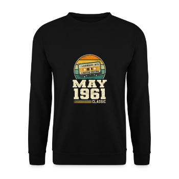 62e anniversaire mai millésime 1961 Idée cadeau - Sweat-shirt Unisexe - noir - Devant - Alina (178cm) & Michal (187cm)
