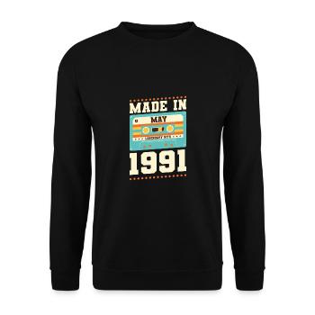 32e anniversaire Mai Né 1991 Idée cadeau - Sweat-shirt Unisexe - noir - Devant - Alina (178cm) & Michal (187cm)