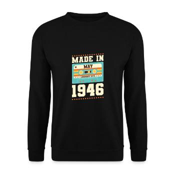 69. Geburtstag Mai Jahrgang 1954 Geschenkidee - Unisex Pullover - Schwarz - Vorne - Alina (178cm) & Michal (187cm)