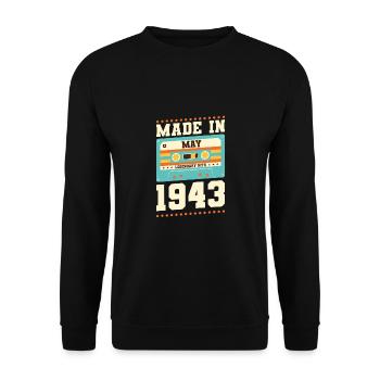 72. Geburtstag Mai Jahrgang 1951 Geschenkidee - Unisex Pullover - Schwarz - Vorne - Alina (178cm) & Michal (187cm)