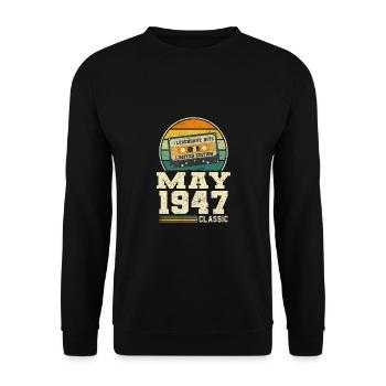 76e anniversaire Mai Né en 1947 Idée cadeau - Sweat-shirt Unisexe - noir - Devant - Alina (178cm) & Michal (187cm)