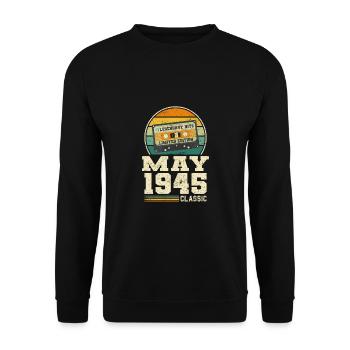 78th birthday May Born in 1945 Gift idea - Unisex Sweatshirt - black - Front - Alina (178cm) & Michal (187cm)