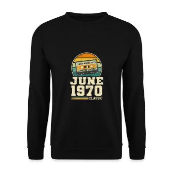 53e anniversaire Juin Millésime 1970 Idée cadeau - Sweat-shirt Unisexe - noir - Devant - Alina (178cm) & Michal (187cm)