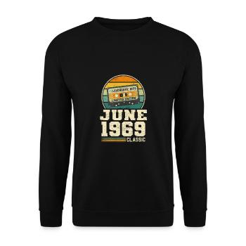 54e anniversaire juin millésime 1969 Idée cadeau - Sweat-shirt Unisexe - noir - Devant - Alina (178cm) & Michal (187cm)