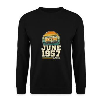 66e anniversaire Juin Né en 1957 Idée cadeau - Sweat-shirt Unisexe - noir - Devant - Alina (178cm) & Michal (187cm)