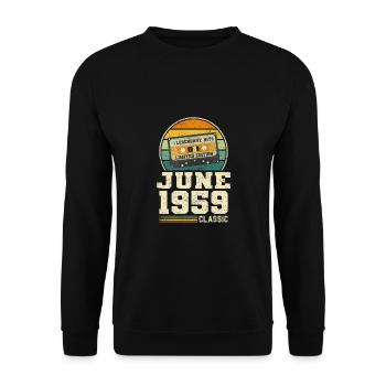 64e anniversaire Juin Année 1959 Idée cadeau - Sweat-shirt Unisexe - noir - Devant - Alina (178cm) & Michal (187cm)