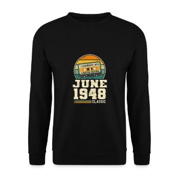 75ème anniversaire juin millésime 1948 idée cadeau - Sweat-shirt Unisexe - noir - Devant - Alina (178cm) & Michal (187cm)