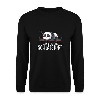 Mein Offizielles Schlafshirt Panda Chill Schlafen - Unisex Pullover - Schwarz - Vorne - Alina (178cm) & Michal (187cm)