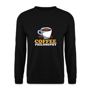 Philosophie Lehrer Poesie Wissenschaft Buch Kaffee - Unisex Pullover - Schwarz - Vorne - Alina (178cm) & Michal (187cm)