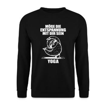 Yoga Lustiger Spruch - Unisex Pullover - Schwarz - Vorne - Alina (178cm) & Michal (187cm)