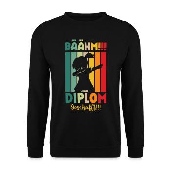 Diplom Geschafft 2024 - Unisex Pullover - Schwarz - Vorne - Alina (178cm) & Michal (187cm)
