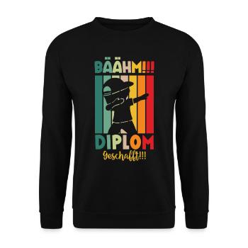 Diplom Geschafft 2024 - Unisex Pullover - Schwarz - Vorne - Alina (178cm) & Michal (187cm)