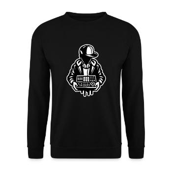 Beat Maker Sampler in der Hand - Unisex Pullover - Schwarz - Vorne - Alina (178cm) & Michal (187cm)