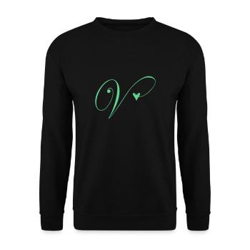 Monogramme V Vigne Coeur - Sweat-shirt Unisexe - noir - Devant - Alina (178cm) & Michal (187cm)