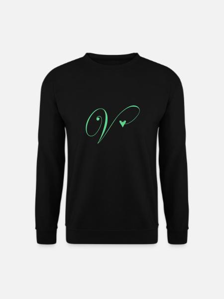 Monogramm V Herz Ranke - Unisex Pullover - Schwarz