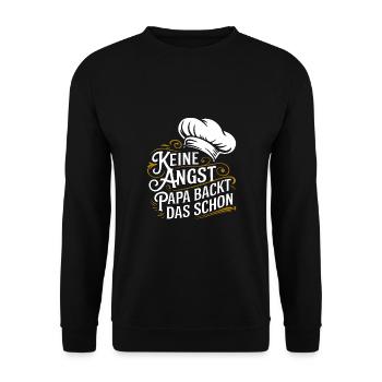 Papa backt das schon. Unser Papa ist Bäcker - Unisex Pullover - Schwarz - Vorne - Alina (178cm) & Michal (187cm)