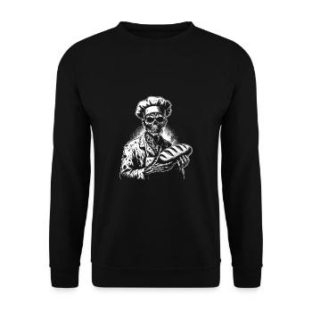 Zombie Bäcker gruseliger Bäcker - Unisex Pullover - Schwarz - Vorne - Alina (178cm) & Michal (187cm)