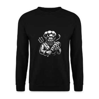 Teufel mit Bäckermütze - teuflisch guter Bäcker - Unisex Pullover - Schwarz - Vorne - Alina (178cm) & Michal (187cm)