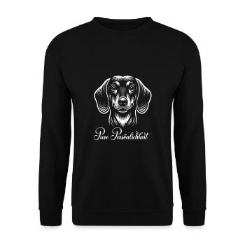 Dackel ist pure Persönlichkeit Dackelportrait - Unisex Pullover - Schwarz - Vorne - Alina (178cm) & Michal (187cm)