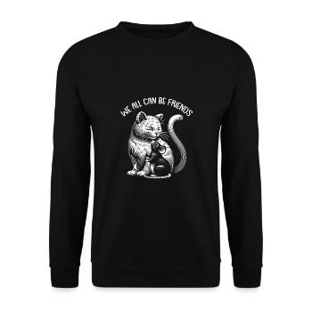Katze und Maus in Freundschaft Frieden und Liebe - Unisex Pullover - Schwarz - Vorne - Alina (178cm) & Michal (187cm)