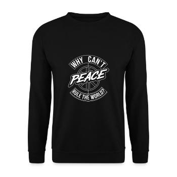 Warum nicht Frieden für alle - wir brauchen Liebe - Unisex Pullover - Schwarz - Vorne - Alina (178cm) & Michal (187cm)