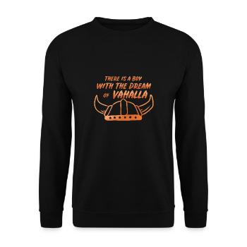 Wikinger Kinder Little Viking Nordisch Vater Sohn - Unisex Pullover - Schwarz - Vorne - Alina (178cm) & Michal (187cm)