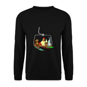 Ski lift animals skier funny kids gift - Unisex Sweatshirt - black - Front - Alina (178cm) & Michal (187cm)