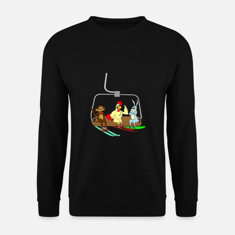 Ski Lift Tiere Skifahrer Lustig Kinder Geschenk - Unisex Pullover - Schwarz