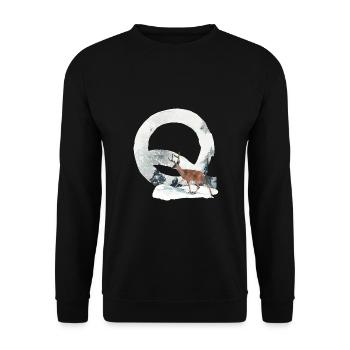 Q – caractère décoratif – hiver - Sweat-shirt Unisexe - noir - Devant - Alina (178cm) & Michal (187cm)