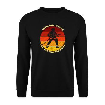 Ehemann Vater Feuerwehrmann - Unisex Pullover - Schwarz - Vorne - Alina (178cm) & Michal (187cm)