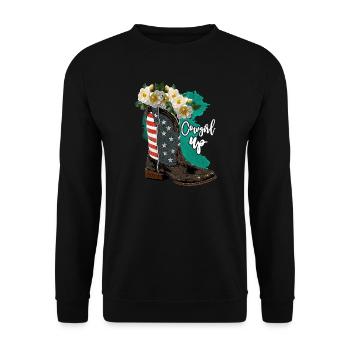 Watercolor Cowboy Boots - Unisex Sweatshirt - black - Front - Alina (178cm) & Michal (187cm)