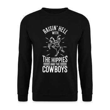 Raisin' Hell With The Hippies And The Cowboys - Unisex Sweatshirt - black - Front - Alina (178cm) & Michal (187cm)