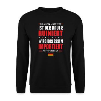 Ist der Bauer ruiniert - Unisex Pullover - Schwarz - Vorne - Alina (178cm) & Michal (187cm)