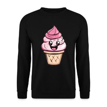 Fröhliches Eis im Becher - Unisex Pullover - Schwarz - Vorne - Alina (178cm) & Michal (187cm)