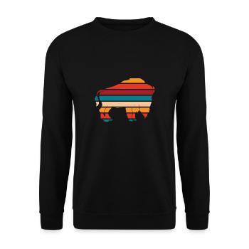 Bison Vintage Büffel Buffalo Nationalpark Western - Unisex Pullover - Schwarz - Vorne - Alina (178cm) & Michal (187cm)