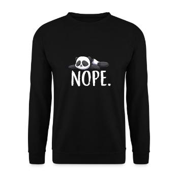 Nope Panda Pandabär Kawaii Bär Chill Schlafen - Unisex Pullover - Schwarz - Vorne - Alina (178cm) & Michal (187cm)