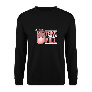 Take A Chill Pill Faultier Sloth Kawaii - Unisex Pullover - Schwarz - Vorne - Alina (178cm) & Michal (187cm)