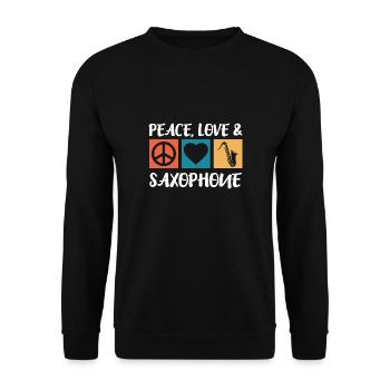 Saxophon Saxophonist Jazz Musiker Blasinstrument - Unisex Pullover - Schwarz - Vorne - Alina (178cm) & Michal (187cm)