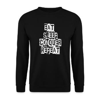 Eat Sleep Conquer Repeat (white) - Unisex Sweatshirt - black - Front - Alina (178cm) & Michal (187cm)