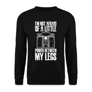 Je n’ai pas peur d’un peu de puissance entre mes jambes 3 - Sweat-shirt Unisexe - noir - Devant - Alina (178cm) & Michal (187cm)