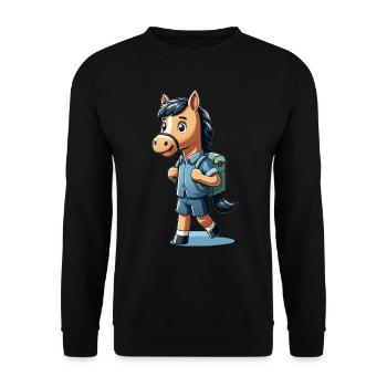 Cute Schoolboy Horse - Unisex Pullover - Schwarz - Vorne - Alina (178cm) & Michal (187cm)