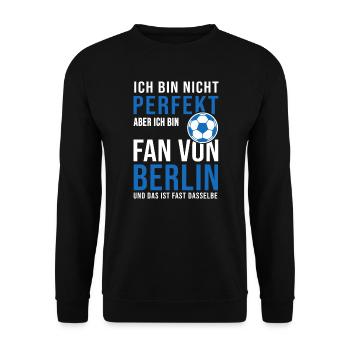Football Berlin fan football Soccer, Fussball - Unisex Pullover - Schwarz - Vorne - Alina (178cm) & Michal (187cm)
