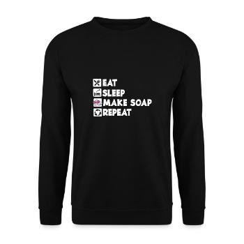 Eat Sleep Repeat Seife Hygiene Seifenherstellung - Unisex Pullover - Schwarz - Vorne - Alina (178cm) & Michal (187cm)