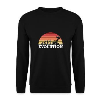 Evolution Bagger Baustelle Fahrzeuge Baggerfahrer - Unisex Pullover - Schwarz - Vorne - Alina (178cm) & Michal (187cm)